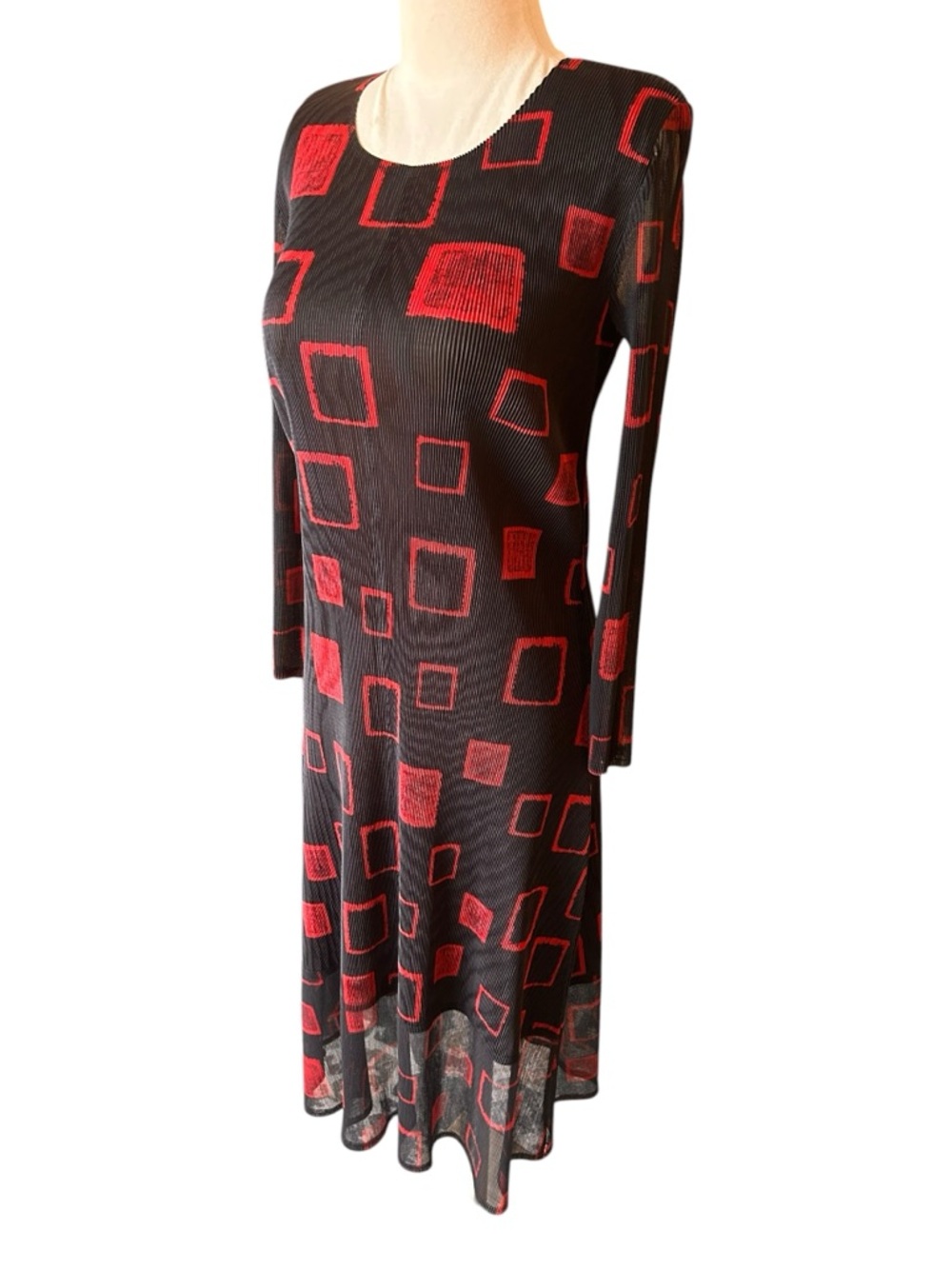 Olivia by Habitat dress Parisian pleats block party rendevous red black artsy S - Picture 3 of 8